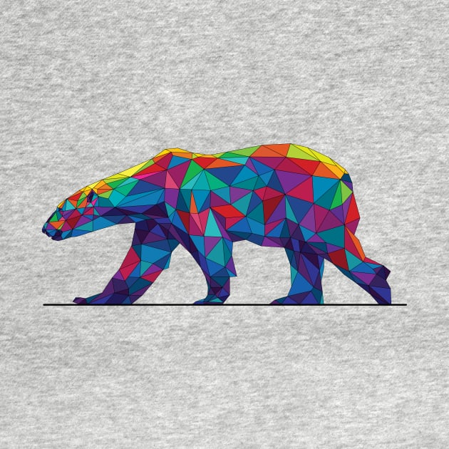 Rainbow Geometric Polar Bear by polliadesign